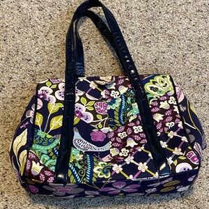 Vera Bradley-Floral Patterned Tote Bag with Navy Accents
